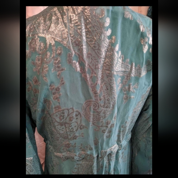 Excellent condition Soft Surroundings Size large teal and silver Hippie Dress - Picture 10 of 13